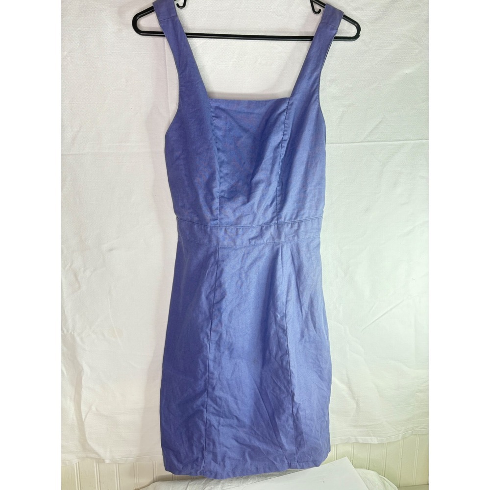 JRT by Newport News Linen Cotton Blend Square Neck Button Front Dress Size 6